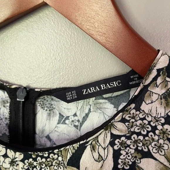 Zara Basic Floral Mini Dress High Neck XS - Picture 4 of 4
